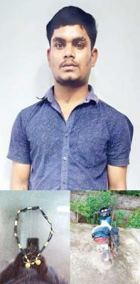 महिला के गले से चैन स्नेचिंग, गिरफ्तार