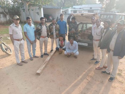 कार में लकड़ी तस्करी, दो गिरफ्तार