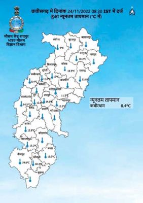 अगले तीन दिनों में बस्तर ठिठुरेगा, पारा 6 डिग्री गिरेगा