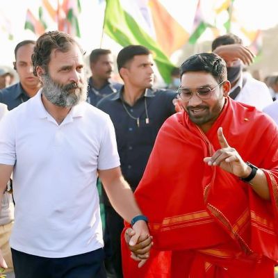 राहुल गांधी संग कृष्ण  ने की पदयात्रा