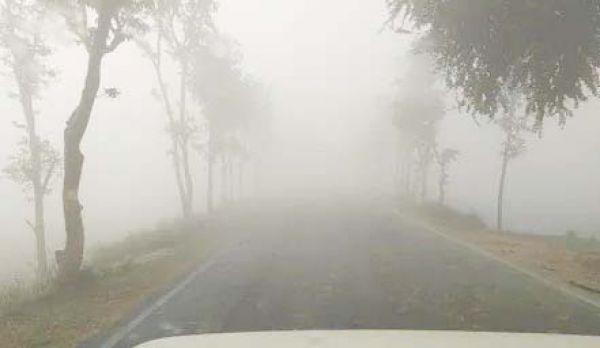 छाई रही धुंध, लाइट जलाकर सफर कर रहे वाहन चालक 