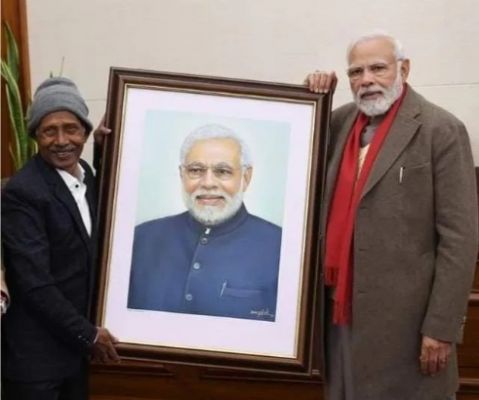 श्रवण कुमार ने प्रधानमंत्री को अपने हाथों से बनाई पेंटिंग भेंट की
