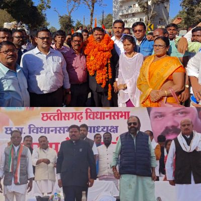 विस उपाध्यक्ष बनने के बाद पहली बार केशकाल पहुंचे संतराम का फूलों की वर्षा कर स्वागत