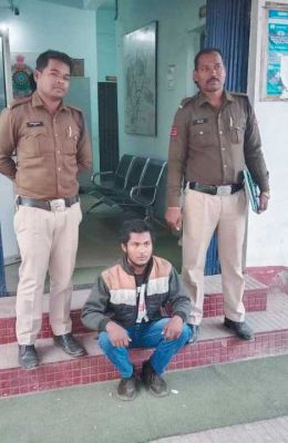 धारदार हथियार लहरा रहा युवक गिरफ्तार 