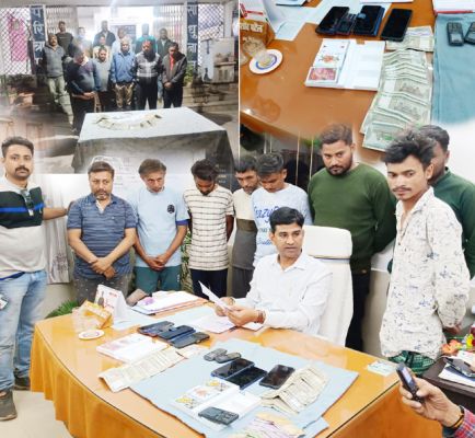 22 जुआरियों से नगदी, 15 बाइक व मोबाइल जब्त