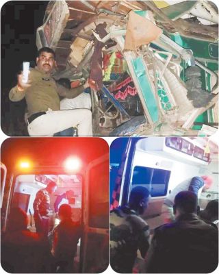 अचानक ब्रेक, पीछे की गाड़ी सामने जा घुसी, फंसे ड्राइवर को पुलिस ने मुश्किल से निकाला, बचाई जान