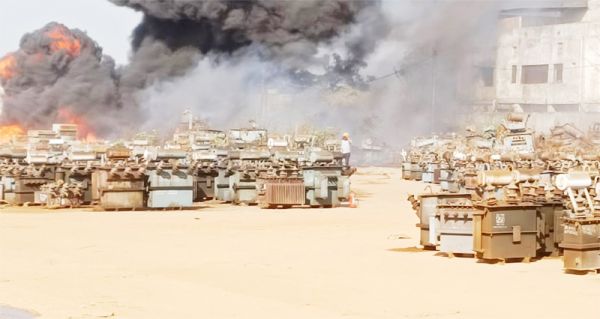 सीएसईबी के कोतरा रोड सब स्टेशन में लगी भीषण आग