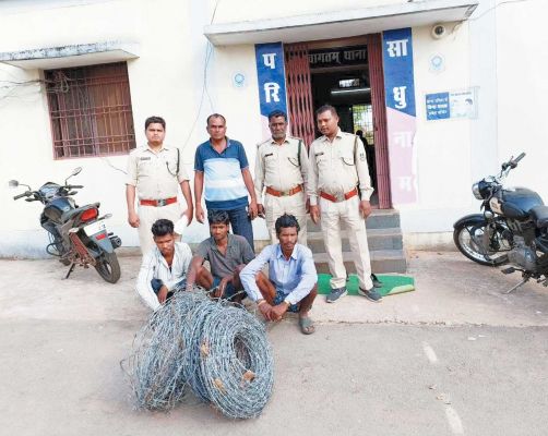 जंगल में लगे फेंसिंग तार चोरी, एमपी के  3 बंदी