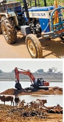 ग्रामीणों की शिकायत पर मऊ में रेत के अवैध खनन पर कार्रवाई, 6 वाहन जब्त