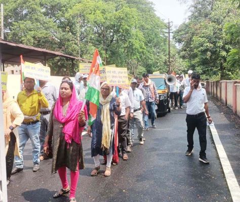 रायगढ़ पहुंची संविदाकर्मियों की रथयात्रा 