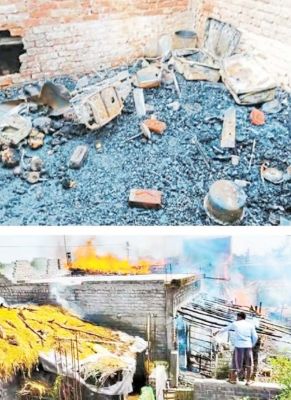 आग से 4 घर जले, 10 परिवारों का सब कुछ खाक स्कूल को बनाया अस्थाई ठिकाना 
