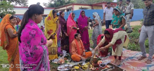 पुलिस थाना कॉलोनी में शिव मंदिर निर्माण के लिए भूमिपूजन