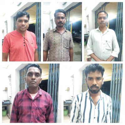 पुलिस रेड में पांच जुआरी पकड़ाए