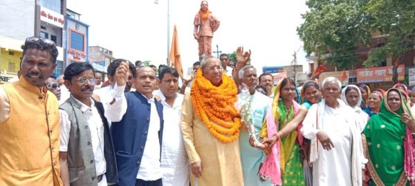 यूपी के मंत्री का राजिम में भव्य स्वागत