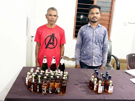 किराना दुकानों में छापा, शराब बरामद, 2 बंदी