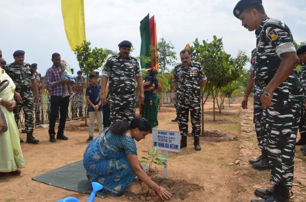 शहीद के पत्नी के हाथों पौधरोपण, सम्मान