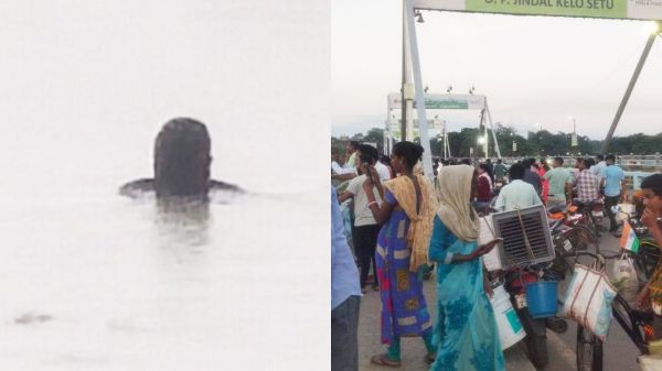 केलो ब्रिज के नीचे नदी में दिखा शिवलिंग, जुटी भीड़