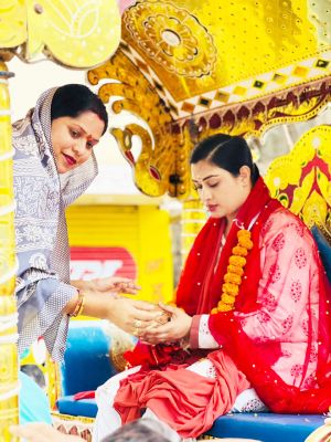 श्रीराम कथा पर निकली शोभायात्रा में विधायक शामिल हुईं