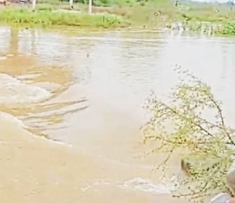 बारिश से नदी-नाले लबालब, हसदा नाला उफान पर, जान जोखिम में डालकर कर रहे पार