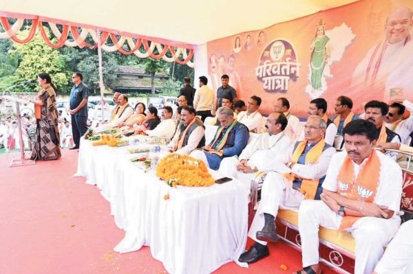 परिवर्तन यात्रा पहुंची मैनपुर, आमसभा में गरजे भाजपा प्रदेश अध्यक्ष अरुण साव