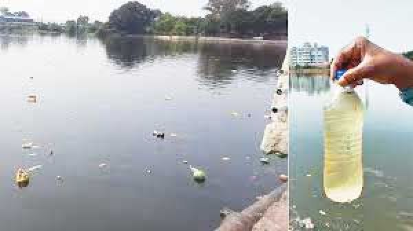 देवरहा तालाब में गंदगी, बदबू से परेशानी
