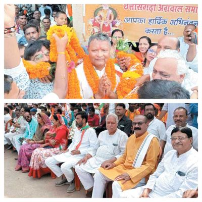 नगर आगमन पर त्रिवेदी का जगह-जगह स्वागत