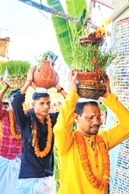 जसगीत के साथ ज्योत  जंवारा का विसर्जन