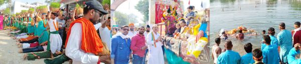 नम आंखों से दी माता को विदाई, विसर्जन  के दौरान भक्तों का छलका दर्द