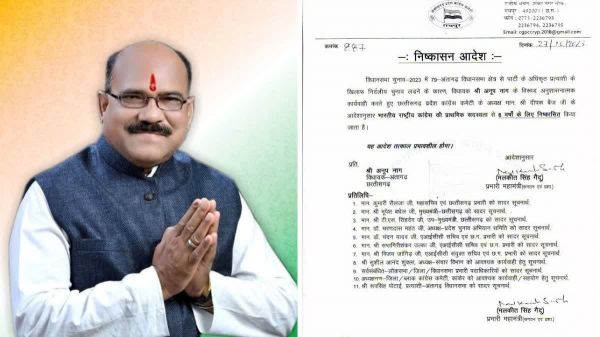 कांग्रेस विधायक अनूप नाग निष्कासित