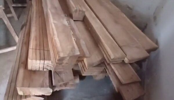 शिक्षक के घर से सागौन  की चिरान जब्त