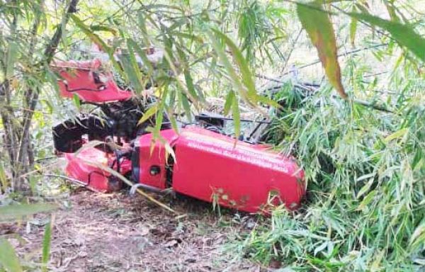 ट्रैक्टर की ट्रॉली व इंजन अलग  होकर पेड़ से टकराई