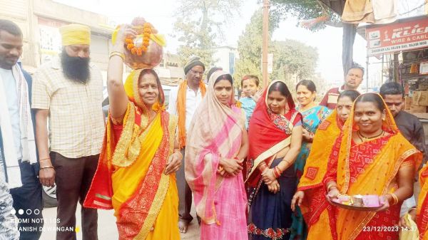 अयोध्या से पहुंचे अक्षत कलश का स्वागत