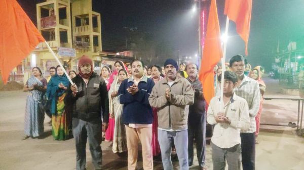 श्रीराम मंदिर में प्राण प्रतिष्ठा को लेकर निकाली जा रही प्रभात फेरी