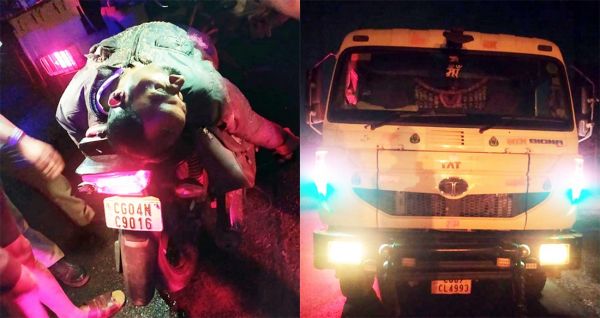 ट्रक से टकराया बाइक सवार, मौत