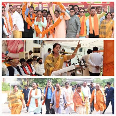 रूपकुमारी की नामांकन रैली में सीएम, डिप्टी सीएम संग शामिल हुईं पूर्व विधायक 