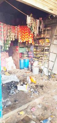 किराना दुकान में लगी आग, लाखों का सामान खाक