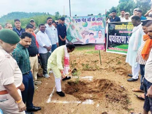 एक पेड़ मां के नाम , कृषि मंत्री ने मां के नाम रोपा पौधा