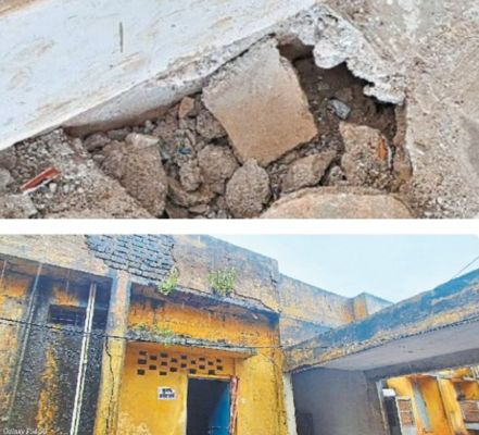 आदर्श हायर सेकेंडरी स्कूल भवन कंडम, खतरों के बीच पढ़ाई 