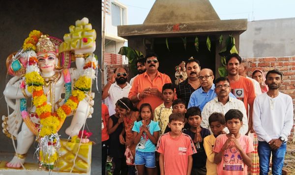 नवनिर्मित मंदिर में हनुमान की प्राण-प्रतिष्ठा