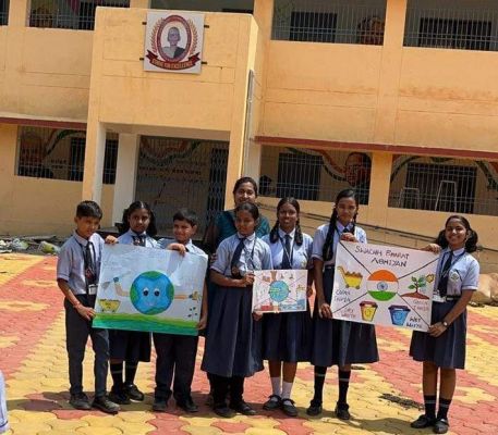 स्वच्छता ही सेवा अभियान विद्यार्थियों ने चित्रकला, रंगोली से दिया सन्देश
