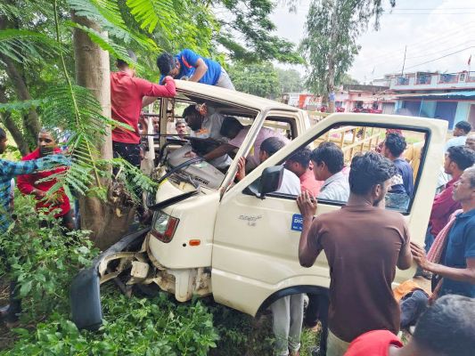 बेकाबू पिकअप पेड़ से जा टकराई