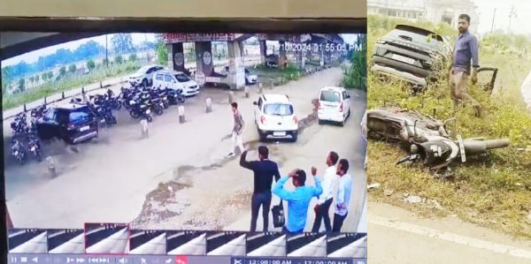 शो-रूम से निकली नई कार 4 बाइक रौंदकर सीधे खेत में जा घुसी