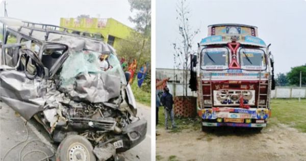   ट्रक-कार भिड़ंत,  2 मौतें, 3 गंभीर
