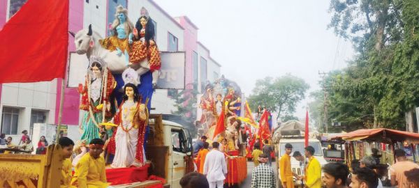  नौ दिनों की आराधना के बाद मां दुर्गा को दी विदाई   धूमधाम से निकली माता रानी की विसर्जन यात्रा