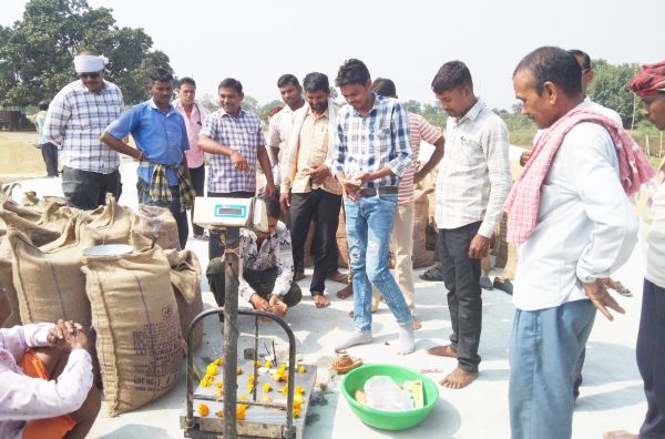 टिकुलिया उपार्जन केंद्र में धान खरीदी की शुरुआत