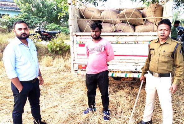 अवैध रूप से परिवहित 45 बोरी धान जब्त