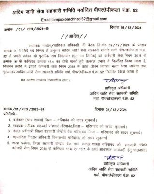 धान खरीदी में रिश्वतखोरी, समिति प्रबंधक निलंबित