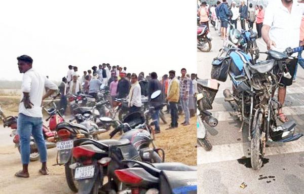 ट्रैक्टर ने बाइक सवार को मारी टक्कर, महिला की मौत, एक घायल
