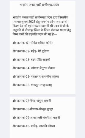 कांग्रेस से पहले भाजपा ने किया जिपं व जपं सदस्यों के नामों का ऐलान