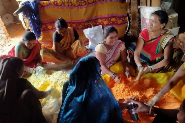 दीदियों की होली में खुशियों का  रंग, हर्बल गुलाल बेचकर मुनाफा